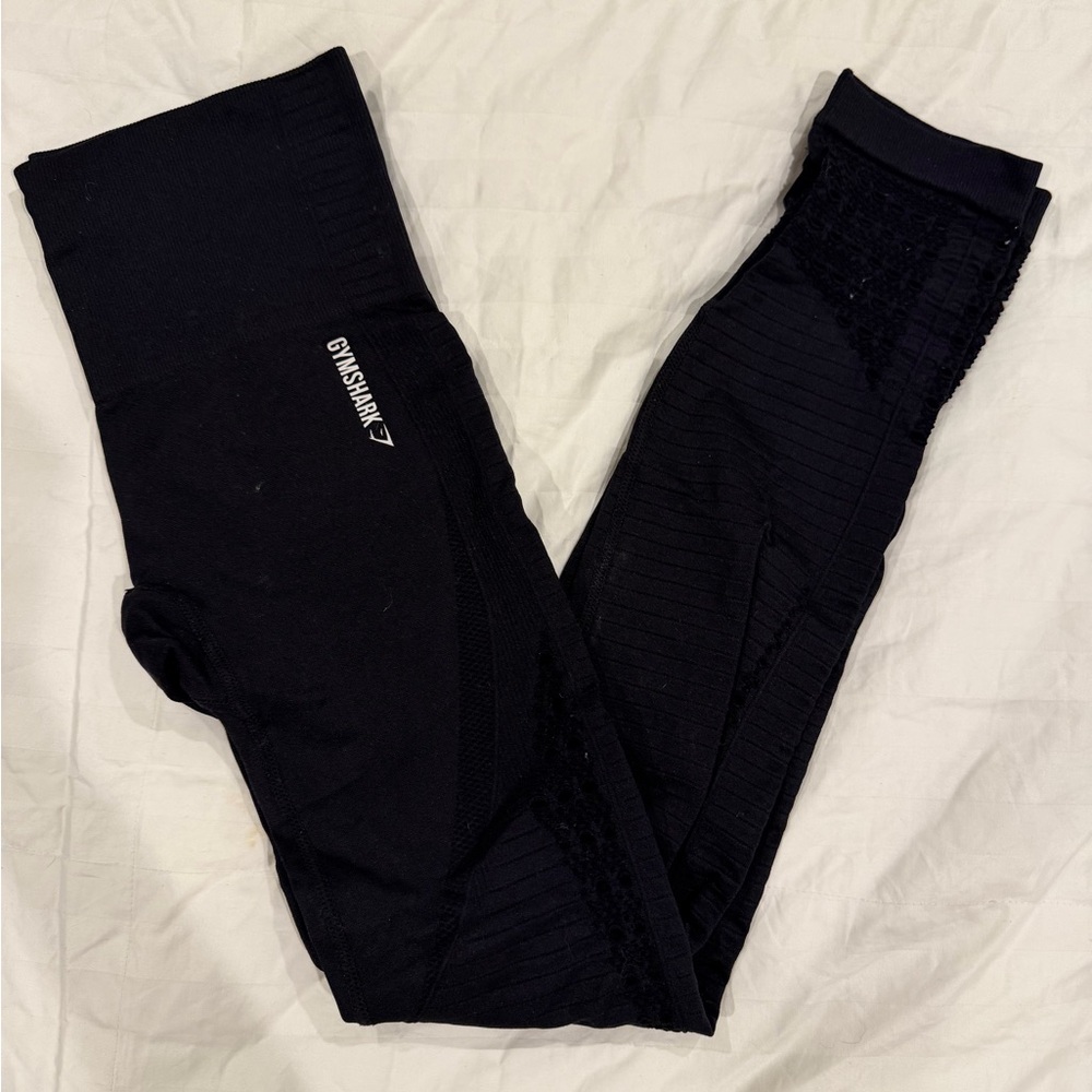 Gymshark black leggings with detail on legs